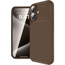 Herşey Trend Herşeytrend Apple Iphone 16 Kılıf Auto Focus Karbon Kapak - Kahverengi