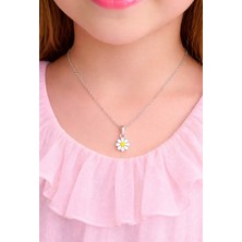 Miraç Gümüş Takı Atölyem 925 Ayar Gümüş Mineli Papatya Detaylı Kız Çocuk Kolye
