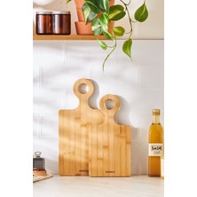 PremiumPort Çift Bambu Kesme Tahtası, 33 ve 39 Cm, Sağlıklı ve Dayanıklı Set