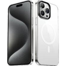 The Gencoo Apple iPhone 15 Pro Max Kılıf Tgco Wireless Şarj Özellikli Şeffaf G-Glass Kapak-Siyah
