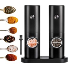 My Best Store Ieg™  Otomatik Pilli Tuz Karabiber Değirmeni Seti 2’li – LED Işıklı, Standlı, Elektrikli