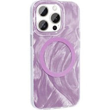 The Gencoo Apple iPhone 15 Pro Max Kılıf Magsafe Şarj Özellikli Fırça Boya Desenli Tgco Palet Kapak-Pembe