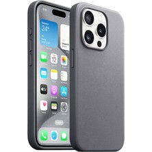 The Gencoo Apple iPhone 15 Pro Kılıf Tgco Magsafe Şarj Özellikli Mikro Fiber Optimal Kapak-Gri