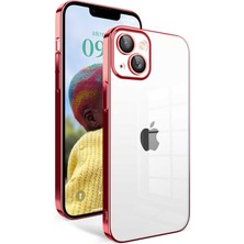 The Gencoo Apple iPhone 14 Kılıf Kamera Korumalı Renkli Çerçeveli Tgco Garaj Kapak-Kırmızı