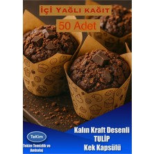PremiumPort Kalın Tülip Kraft Desenli Muffin Kek Kapsülü 50 Adet