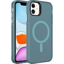 The Gencoo Apple iPhone 12 Kılıf Tgco Magsafe Şarj Özellikli Buzlu Transparan C-Pro Sert Kapak-Koyu Yeşil