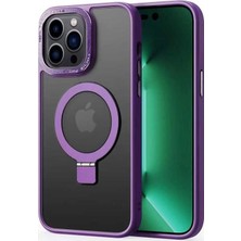 The Gencoo iPhone 14 Pro Uyumlu Magsafe Wireless Şarj Özellikli Standlı Tgco Ting Kapak-Derin Mor