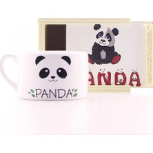 Pileli Store Özel Ahşap Kutulu Panda Tasarım Porselen Kupa