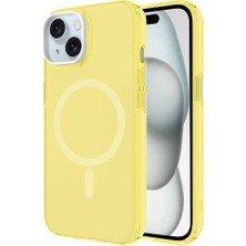 The Gencoo Apple iPhone 15 Plus Kılıf Tgco Magsafe Şarj Özellikli Buzlu Transparan C-Pro Sert Kapak-Sarı