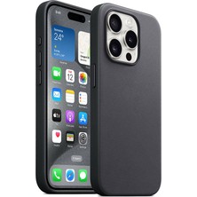 The Gencoo Apple iPhone 15 Pro Max Kılıf Tgco Magsafe Şarj Özellikli Mikro Fiber Optimal Kapak-Siyah