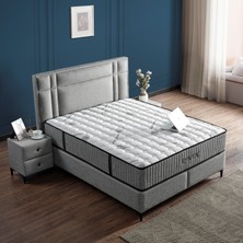 KUMSHOME Eymen Çift Kişilik Ultra Full Ortopedik Yaylı Yatak + Baza + Başlık 3'lü Set