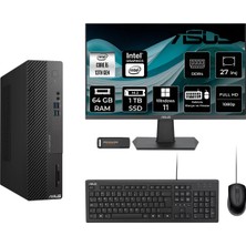 Asus Expertcenter D500SE i5 13400 64GB RAM 1TB SSD 27" FHD Win11 Pro D500I58512BODP442 Masaüstü Bilgisayar + Per4 USB