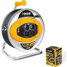 TeknoKapsül Sgs 2112 40 Metre Metal Makaralı Uzatma Kablosu 3x2,5 Kablo