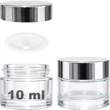 PremiumPort 10 ml Şeffaf Cam Kavanozlar, Aynalı Kapaklı Mini Krem ve Lip Balm Seti (2 Adet)