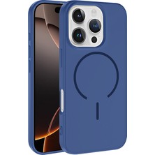 The Gencoo iPhone 16 Pro Kılıf M-Safe Şarj Özellikli Zore Meta Kapak - Lacivert