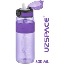 PremiumPort 600 ml Silikon Gövde Tritan Su Matara, Pipetli, Isı Isılamaz, Şık ve Dayanıklı