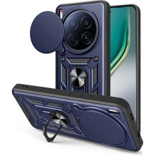 The Gencoo Tecno Camon 40 Premier 5g Kılıf Magnetik Standlı Kamera Korumalı Tgco Sürgülü Vega Kapak - Mavi