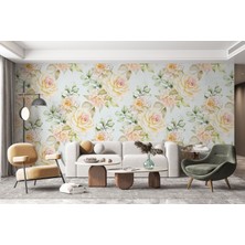 Lotus Aura Sarı Güllü Duvar Kağıdı, 3D Boyutlu Çiçek Konseptli Duvar Posteri