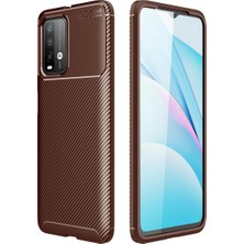 Ulu Pazarlama Xiaomi Redmi 9t Kılıf Auto Focus Karbon Kapak - Kahverengi