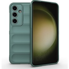 The Gencoo Galaxy S25 Fe Kılıf Esnek Tpu Oyuklu Arka Yüzey Tasarımlı Tgco Etnik Silikon Kapak - Koyu Yeşil
