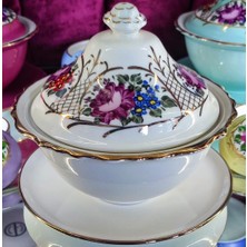 Manushum El Boyaması Porselen Gülbahar Çukur Sahan-Beyaz