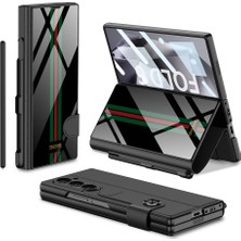 The Gencoo ​galaxy Z Fold 6 Kılıf Kamera Korumalı Kartlıklı Kalem Bölmeli Tgco Kıpta Çizgili Droga Kılıf-Yeşil