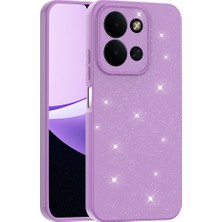 The Gencoo Redmi 15C Kılıf Kamera Korumalı Simli Lüks Zore Koton Kapak - Mor