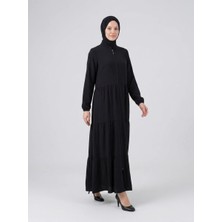 Nevayla Moda Kat Katlı Ferace - Siyah / F0147