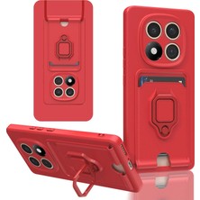 Ulu Pazarlama Xiaomi Redmi Note 14 Pro 4g Kılıf Zuma Kartvizitli Yüzüklü Silikon - Kırmızı
