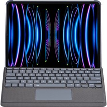 Ulu Pazarlama Apple T5509D Ipad Pro 12.9 (2022) Kılıf Palermo Ledli Klavyeli Standlı Tablet Kılıfı - Siyah