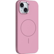 The Gencoo iPhone 14 Kılıf M-Safe Şarj Özellikli Metal Kamera Çerçeveli Tgco Edi Silikon Kapak - Pembe