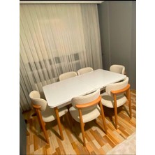 Asaella Mobilya Terra Ligna Beyaz 80X132 Açılabilir Mdf Masa Yemek Odası Takımı, Mutfak Takımı Sandalye