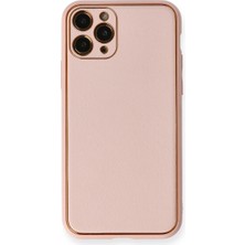 Ulu Pazarlama Apple Iphone 11 Pro Max Kılıf Coco Deri Silikon Kapak - Pembe