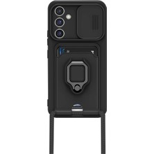 Ulu Pazarlama Samsung Galaxy A25 5g Kılıf Zuma Kartvizitli Yüzüklü Silikon - Siyah