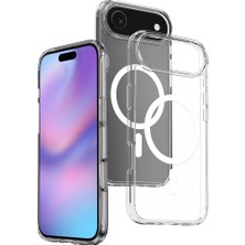 The Gencoo iPhone 17 Air Kılıf M-Safe Şarj Özellikli Şeffaf Sert Pc Tgco Embos Kapak - Şeffaf
