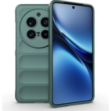 The Gencoo Vivo X200 Pro Kılıf Esnek Tpu Oyuklu Arka Yüzey Tasarımlı Zore Etnik Silikon Kapak - Koyu Yeşil