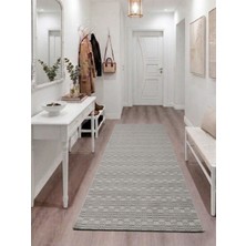 My Evilla Gri Çizgili Desenli Kaymaz Taban Yıkanabilir Halı Ultra Yumuşak Su Emici Dekoratif Lüks Salon Mutfak Koridor Çocuk Odası Halısı