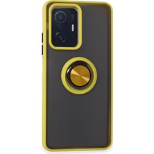 Ulu Pazarlama Xiaomi Mi 11T Pro Kılıf Montreal Yüzüklü Silikon Kapak - Sarı