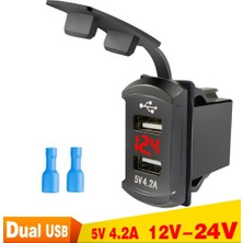 Maroces Marin Tip Voltmetreli 2li USB 12-24V - 5V/4,2A USB Araç Şarj Söketi