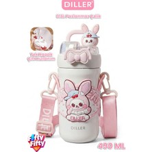 Vagonlife Dıller 490 ml Tek Kapak Çift Kullanım Pipetli/pipetsiz Boyun Askılı Çelik Termos -FFDILLERD490ML