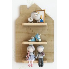 Silabor Ev Şeklinde Ahşap Dekoratif Duvar Rafı 51X33 cm
