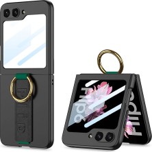 The Gencoo Galaxy Z Flip 6 Kılıf Kamera Korumalı Yüzüklü Tgco Flip Ring Kıpta Kapak-Siyah