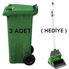 3 Adet Plastik Çöp Konteyneri Çöp Kovası 120 Lt Isıya Karşı Dayanıklı Kapaklı Faraş Hediyeli
