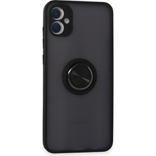 Ulu Pazarlama Samsung Galaxy A05 Kılıf Montreal Yüzüklü Silikon Kapak - Siyah