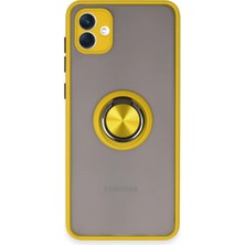 Ulu Pazarlama Samsung Galaxy A04 Kılıf Montreal Yüzüklü Silikon Kapak - Sarı