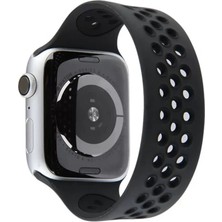 Verto Newface Apple Watch 38MM Ayarlı Delikli Silikon Kordon - Siyah-Siyah
