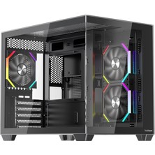 1ST Player BV6 Siyah Ack 650W 80+ Bronze ARGB 3X12CM Fan Panoramik Temperli Cam USB 3.0 M-ATX Kasa