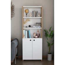 Alpa Ev Mobilya Kapaklı Çok Amaçlı Salon Dolabı 150X50X22 cm Raflı Kitaplık Dekoratif Depolama Ünitesi