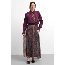 Salisburys Molly Nelly Kadın Eteği Baskılı Fularlı Gömlekli Takım