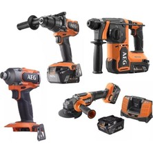 Aeg Akülü Dörtlü Montaj Seti 18 V 6.0 Ah Kömürsüz Motor ( BBH18BL2 - Bss 18C3B3 - Bss 18C3B3 - Bews 18 125BLPX2 * L1860SHD * 4 )
